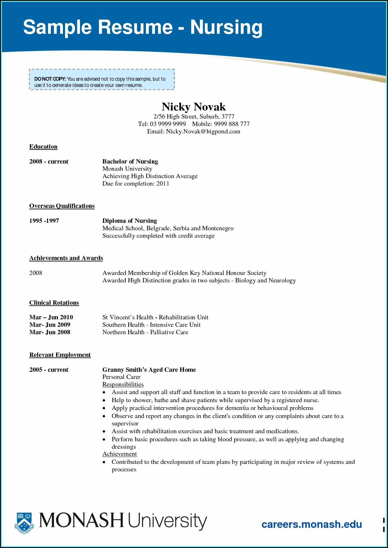 Sample Of Registered Nurse Resume