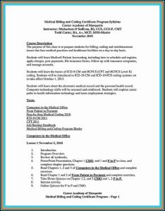 Sample Resume For Medical Coding