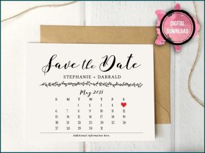 Save The Date Calendar Card Template