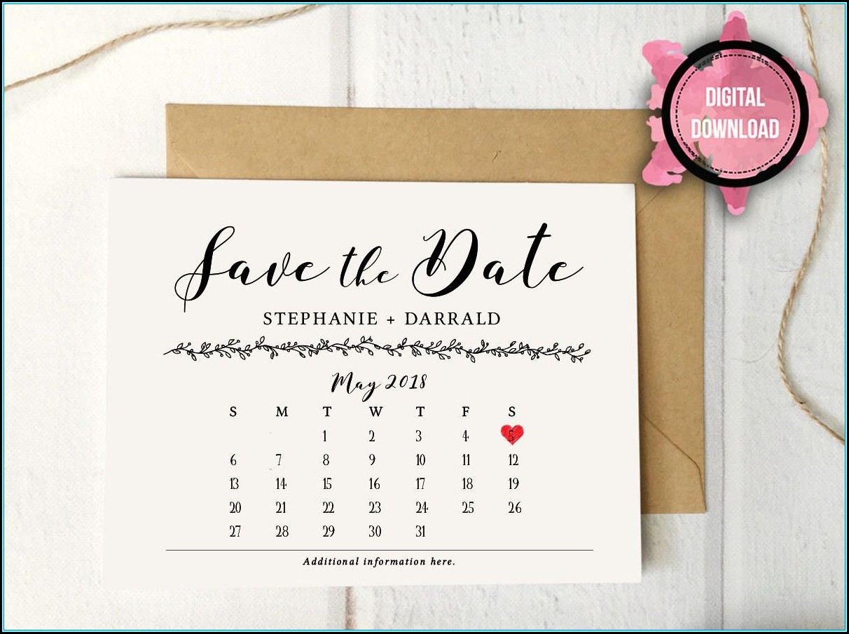 Save The Date Calendar Card Template
