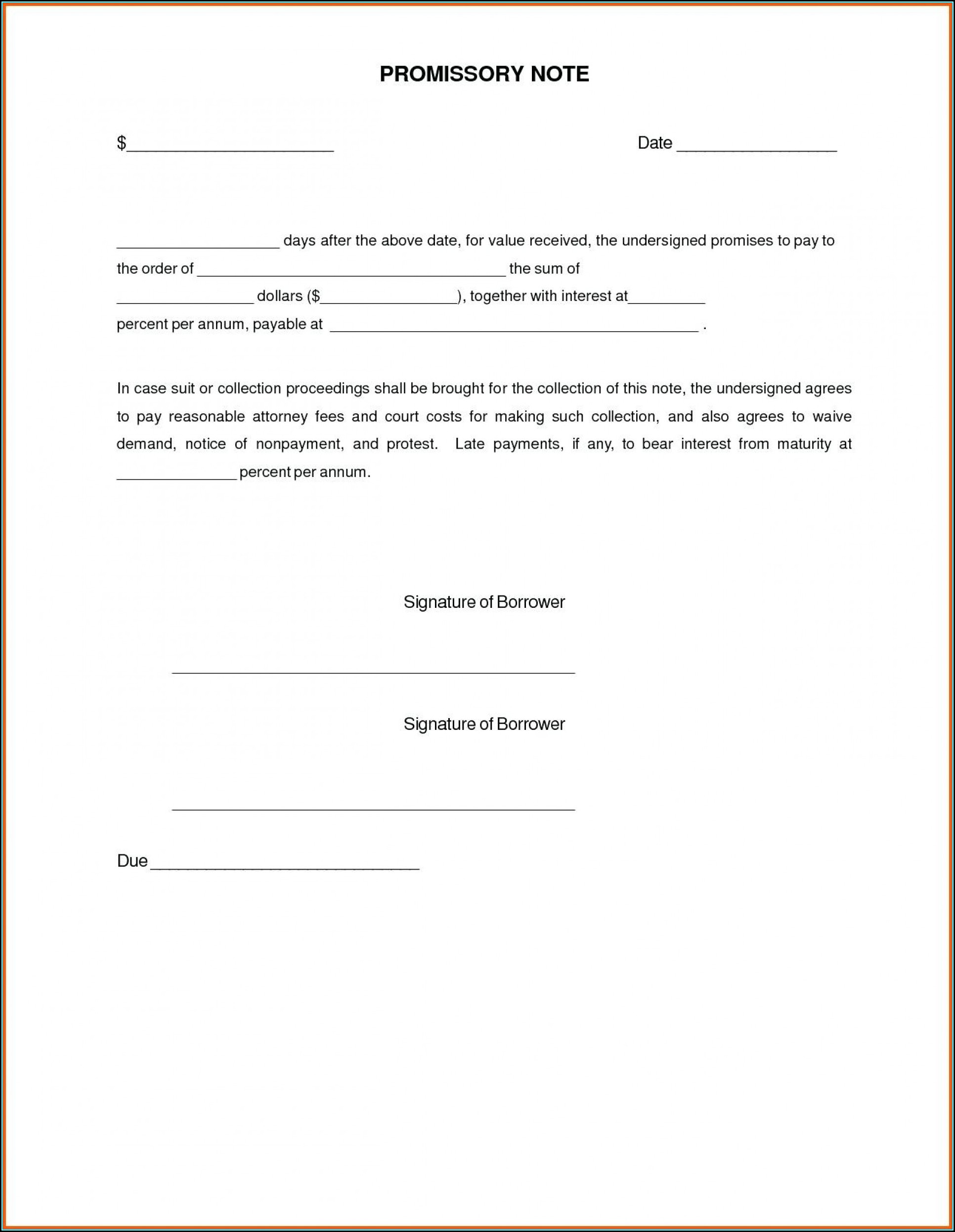 Secured Promissory Note Template Free