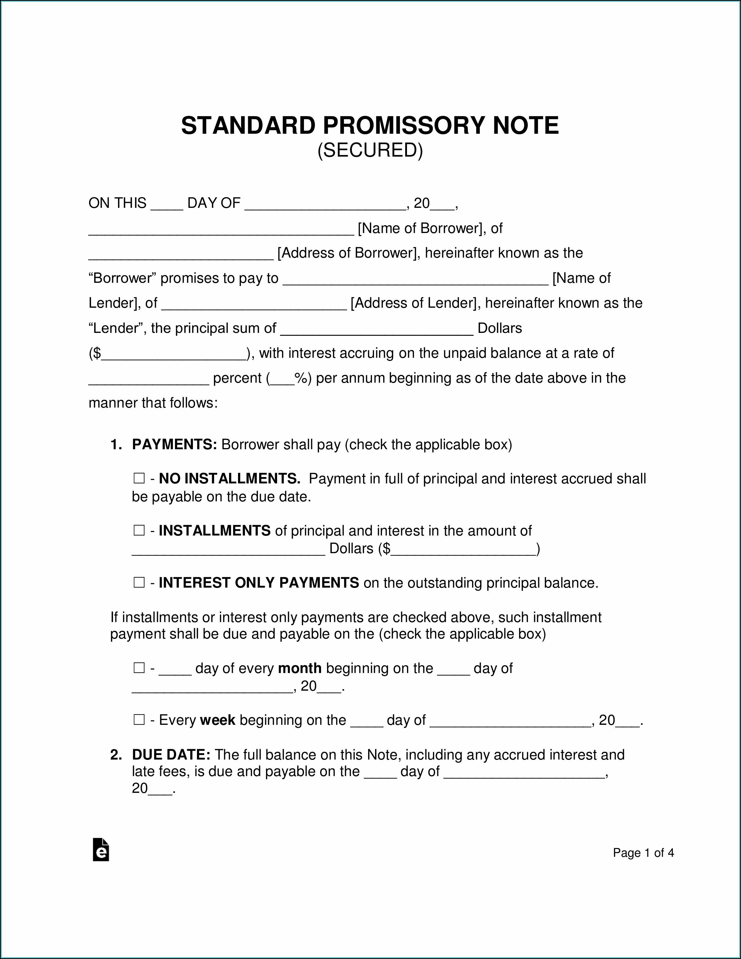 Secured Promissory Note Template Philippines