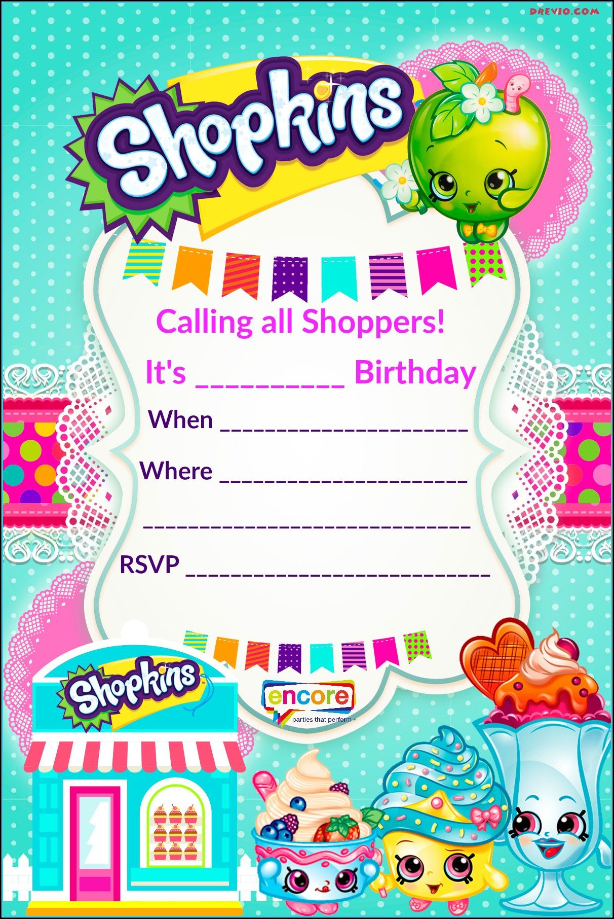 Shopkins Birthday Invitation Template Free