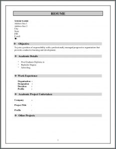 Simple Job Resume Format Pdf