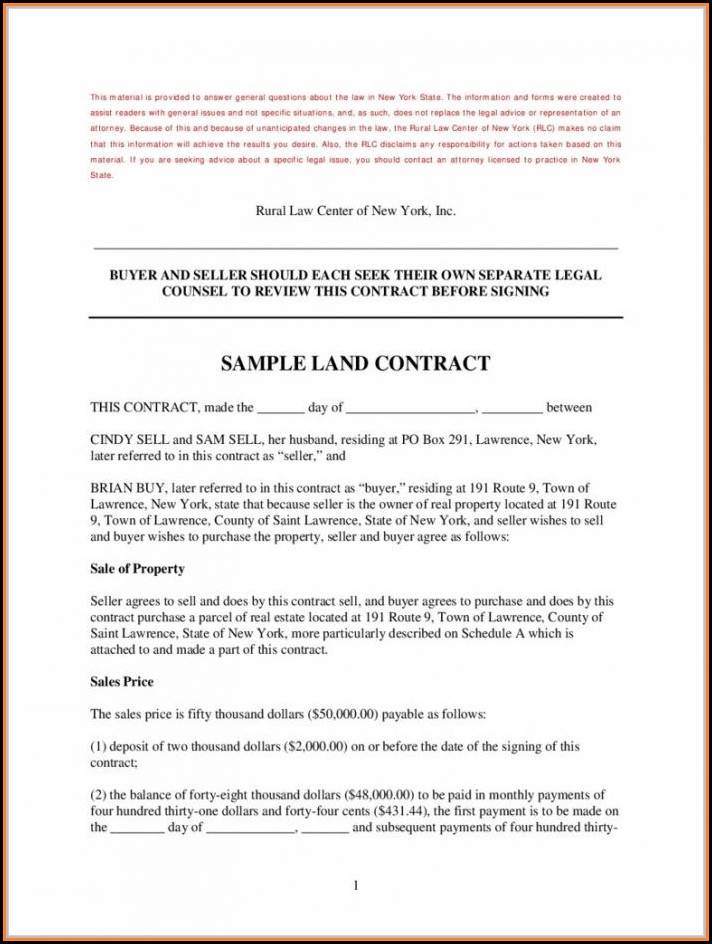 Simple Land Contract Form Michigan