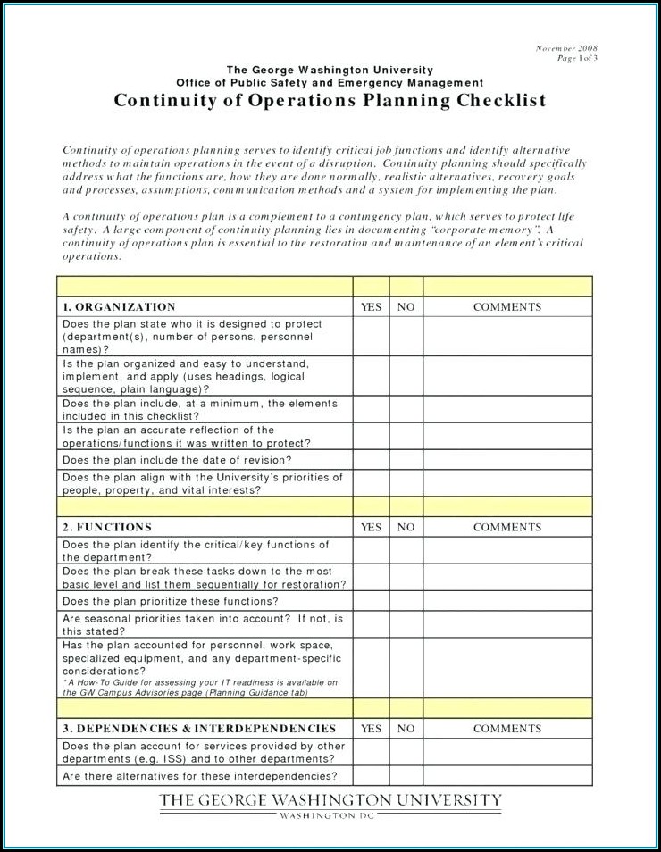 Small Business Continuity And Disaster Recovery Plan Template