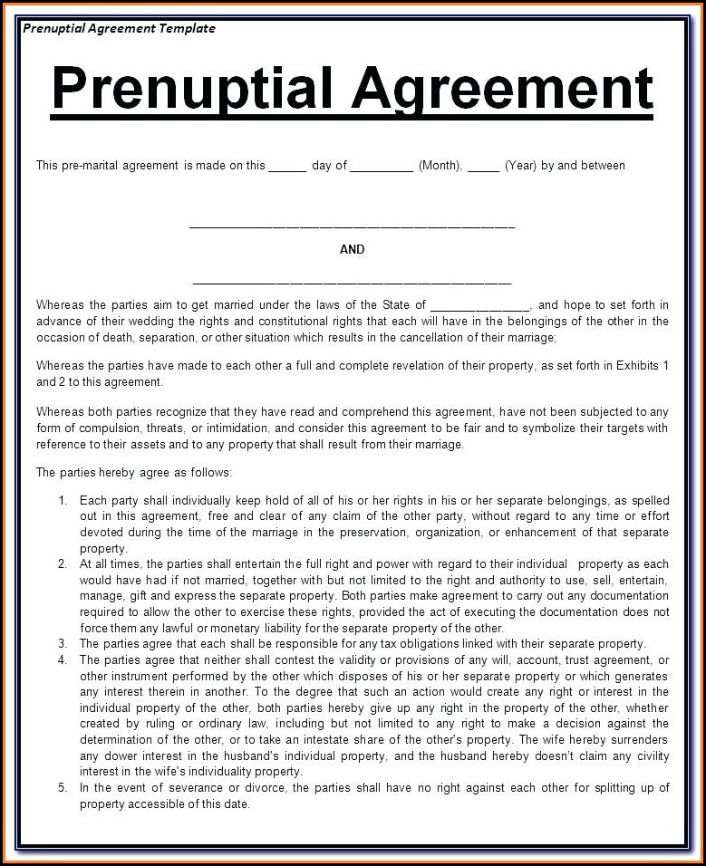 Standard Prenup Agreement Form
