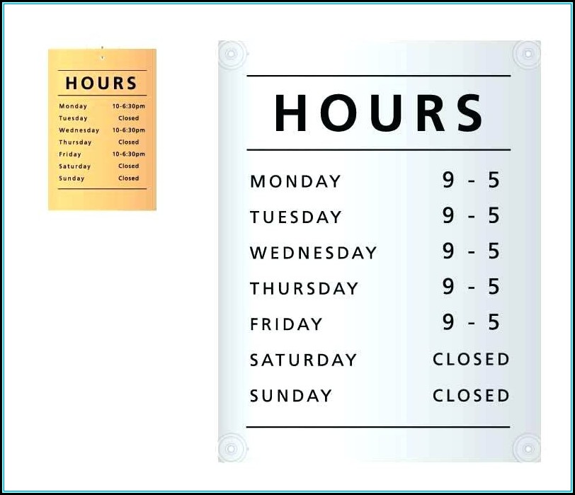 Store Hours Sign Template