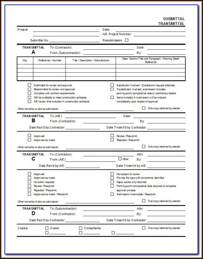 Submittal Log Form