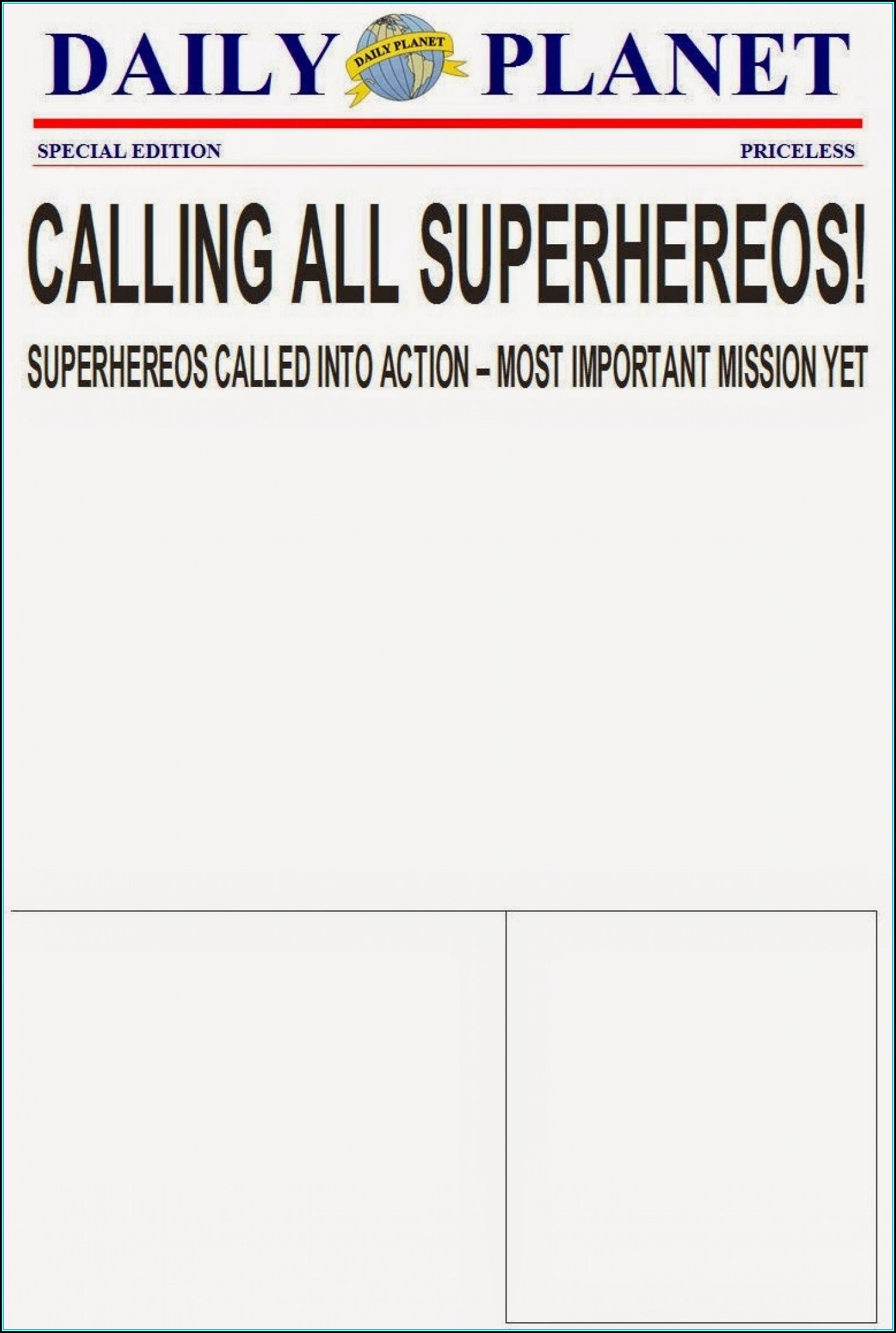 Superhero Newspaper Invitation Template Free