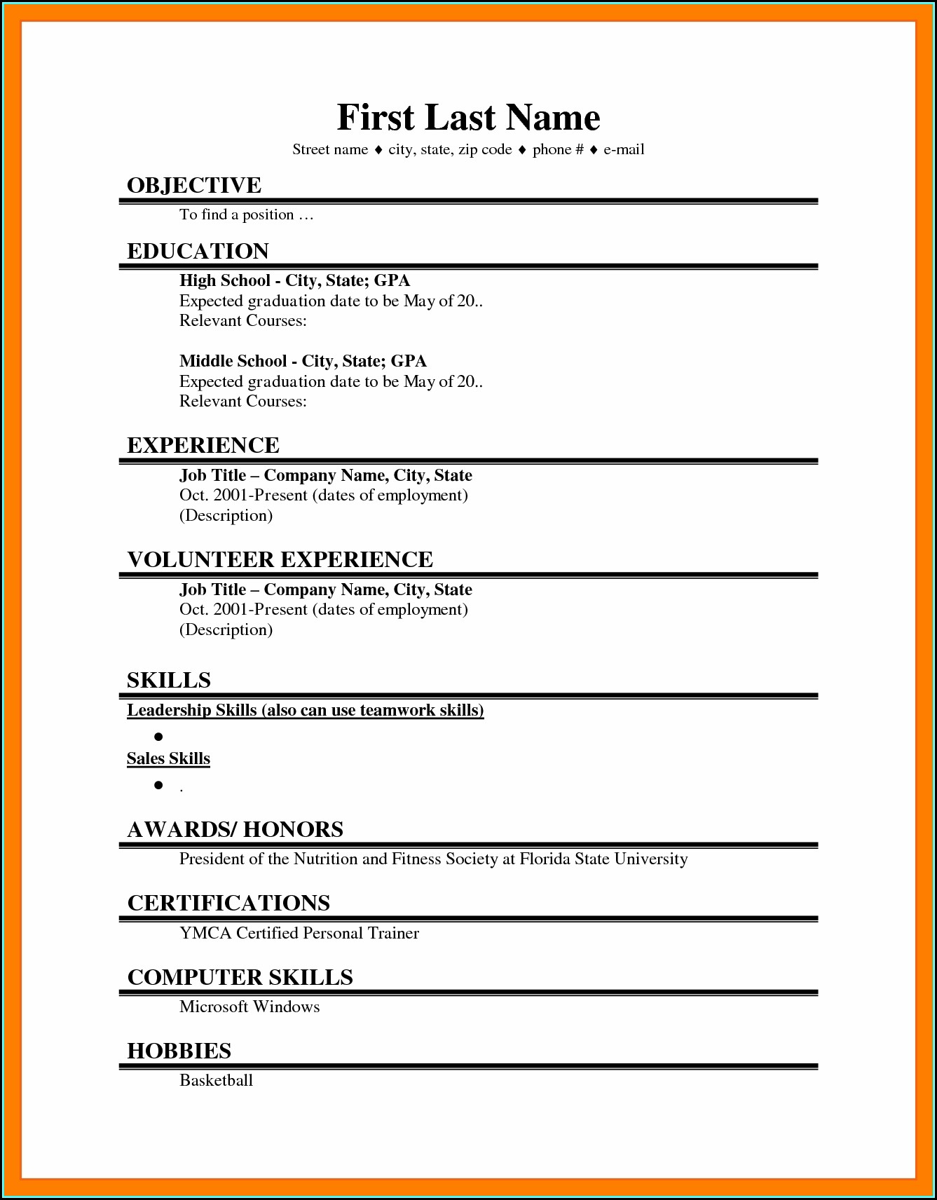 Teaching Cv Templates