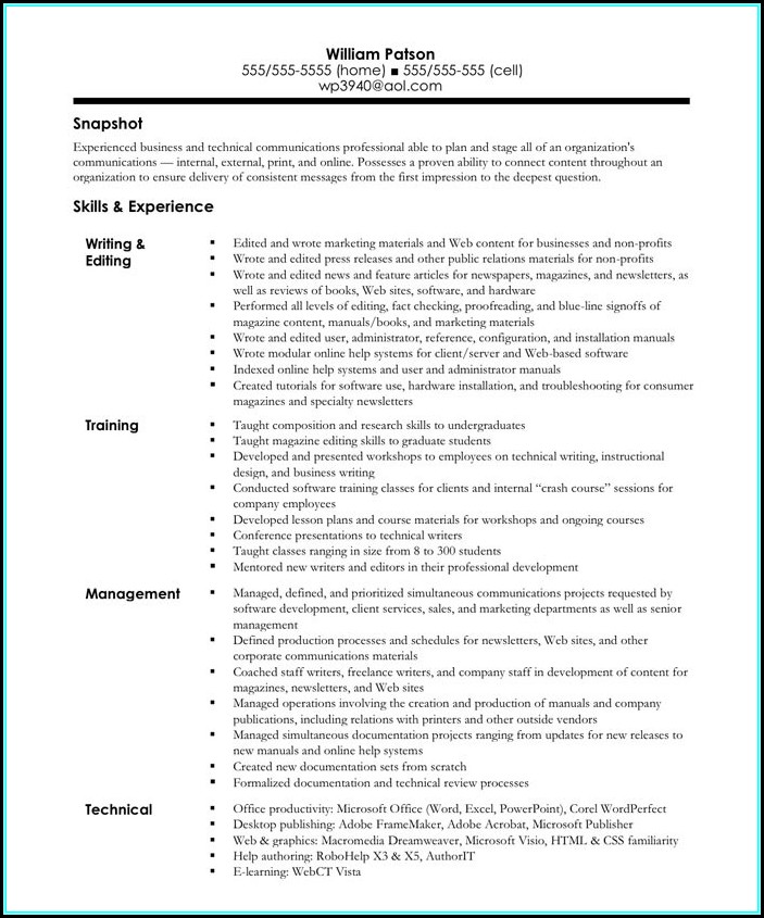 Technical Writing Resume Objective