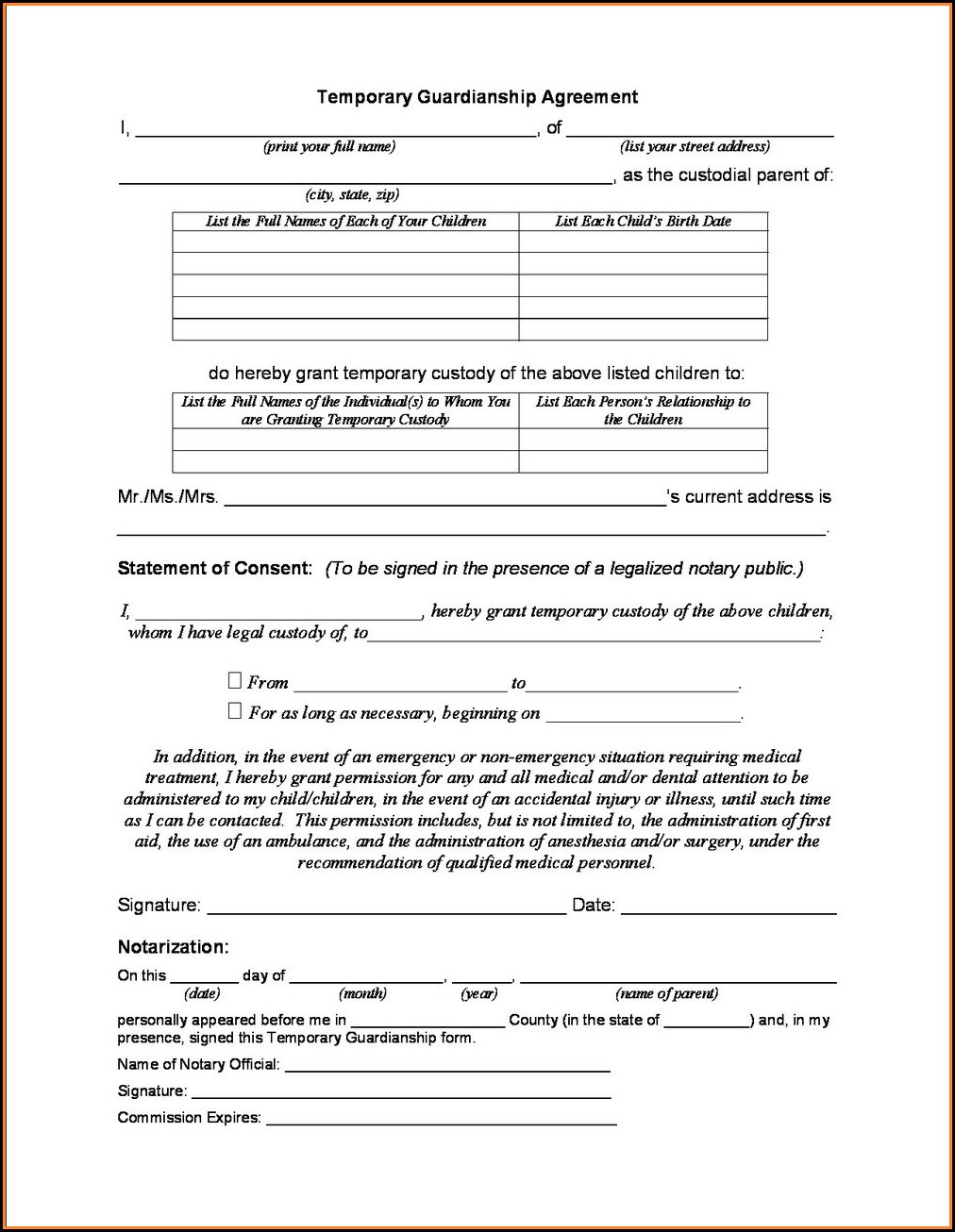 Texas Guardianship Application Form