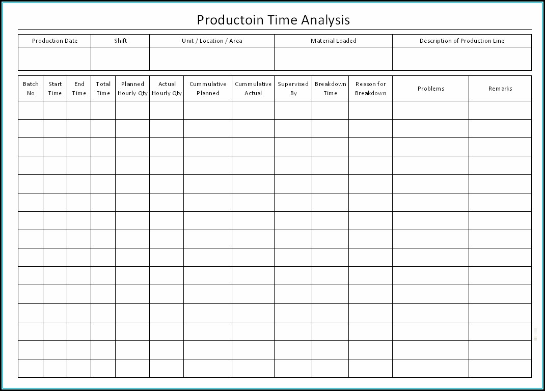 Time Study Format Excel