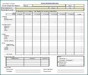 Travel Expense Report Template Excel 2013