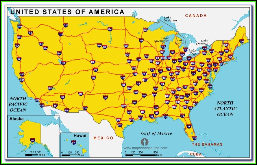 Us Map Showing Interstates