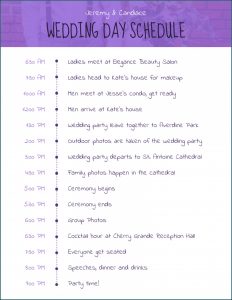 Wedding Day Schedules Templates