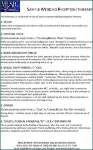 Wedding Reception Itinerary Sample