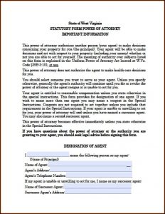 Wv Power Of Attorney Form