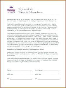 Yoga Class Waiver Form Template