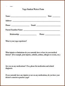 Yoga Waiver Form Template Australia