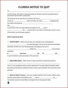 15 Day Eviction Notice Florida Template