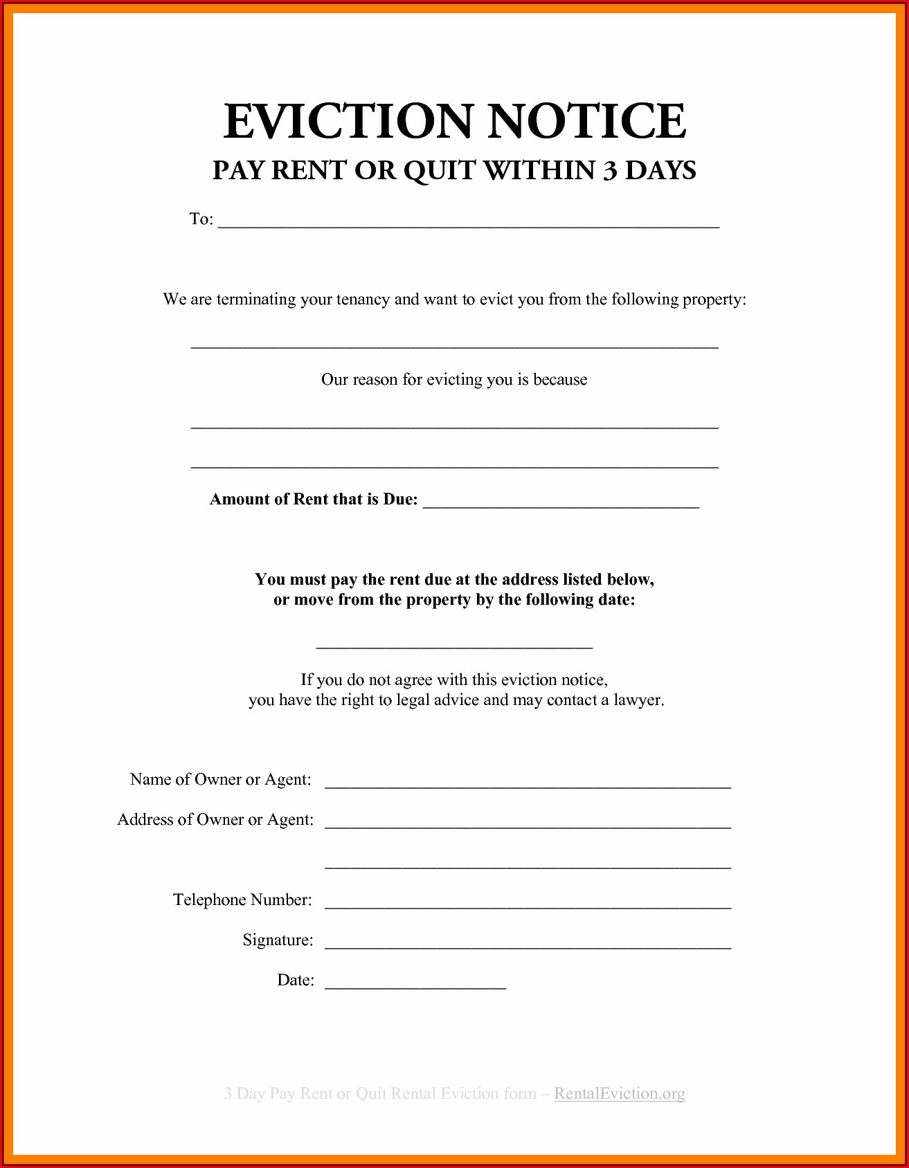 3 Day Eviction Notice Template California