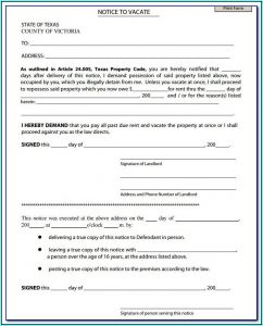 3 Day Notice To Vacate Texas Free Form