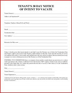 30 Day Eviction Notice Template California