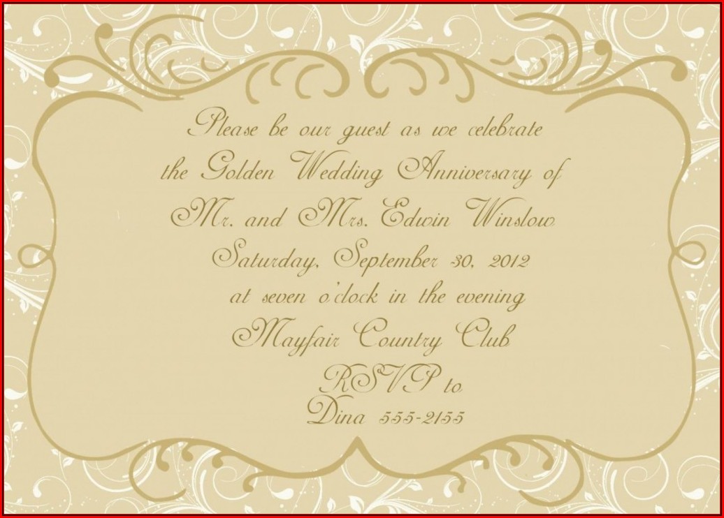 50th Golden Wedding Anniversary Invitation Template