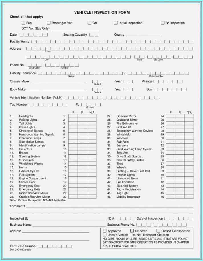 90 Day Tractor Inspection Form