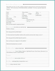 Acupuncture Patient Intake Form Template
