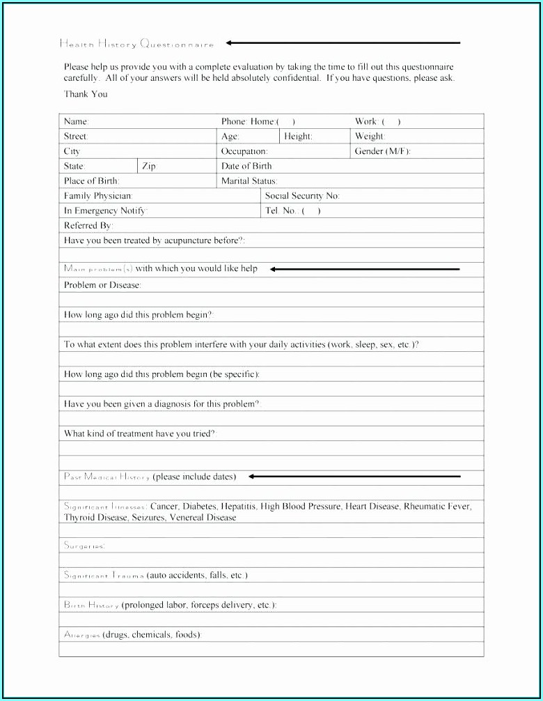 Acupuncture Patient Intake Form Template