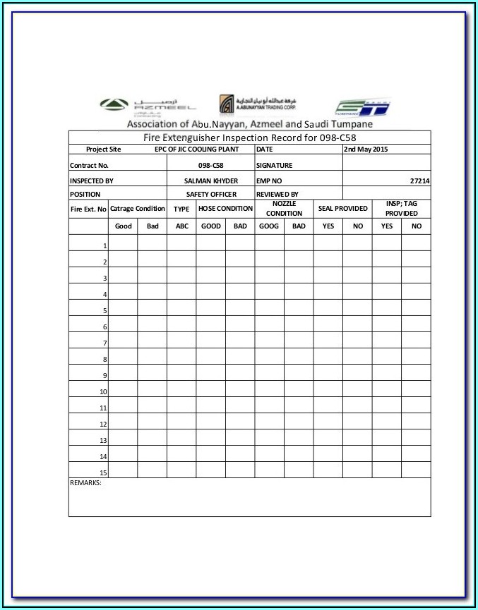 Aed Inspection Form