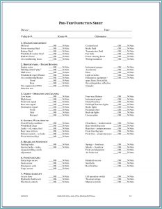 Alberta Pre Trip Inspection Form Checklist