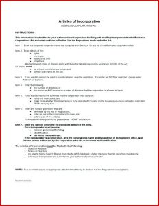 Articles Of Incorporation For Non Profit Organization Template