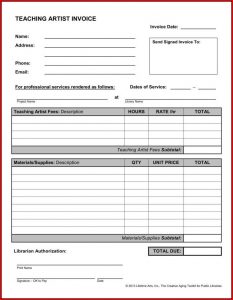 Artist Invoice Format
