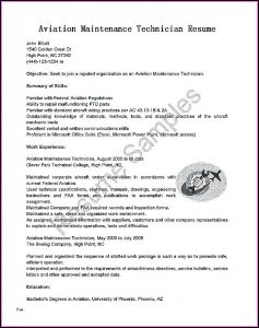 Aviation Technician Resume Templates