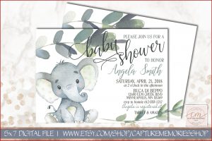 Baby Shower Fingerprint Elephant Template