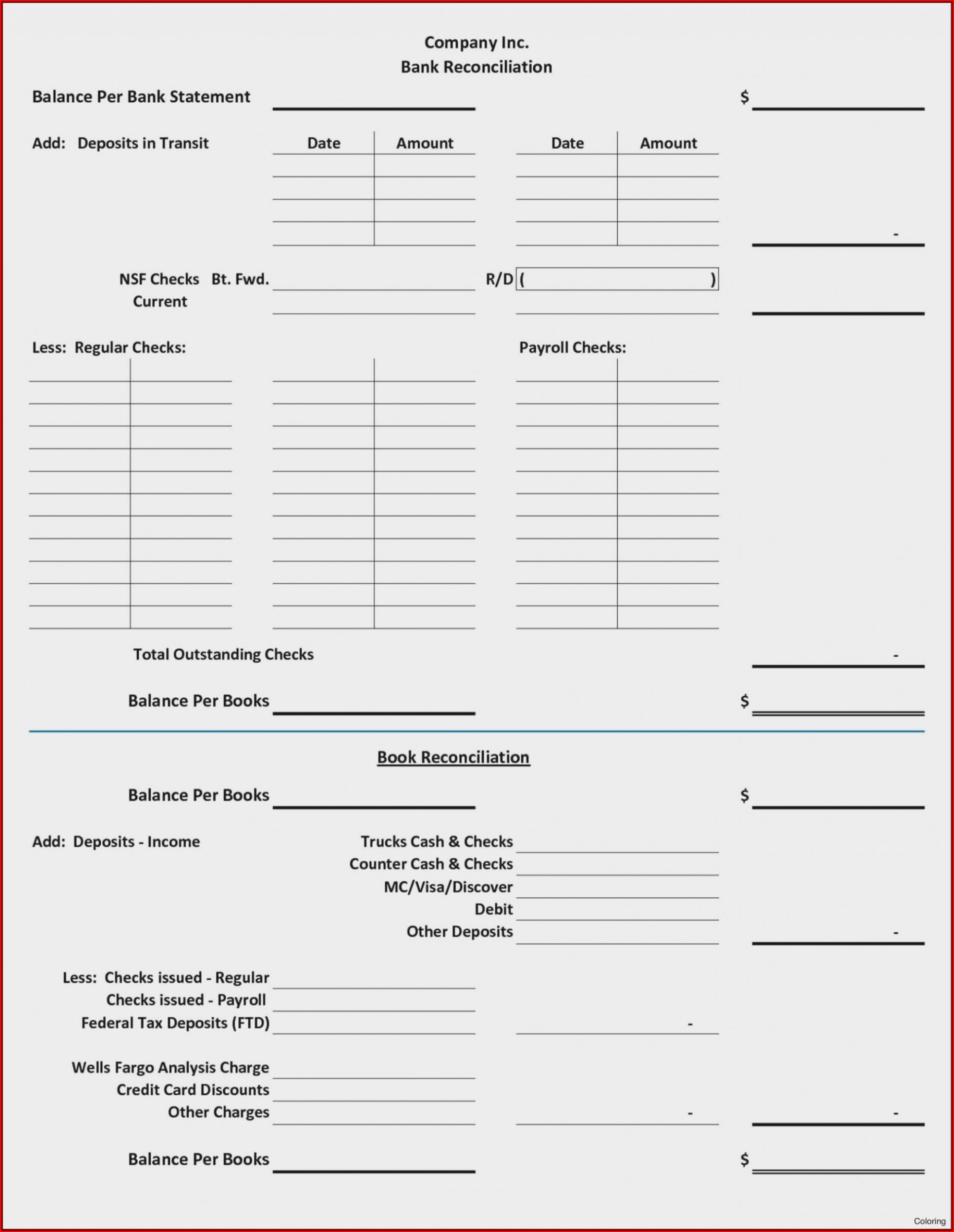 Bank Reconciliation Form Excel