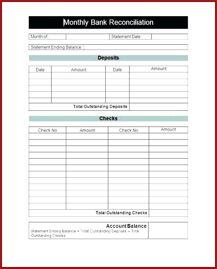 Bank Reconciliation Template Excel