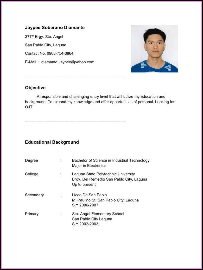 Best Resume Format For Freshers Engineers Free Download Pdf