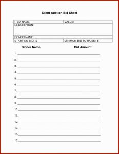 Bid Sheet Template Free