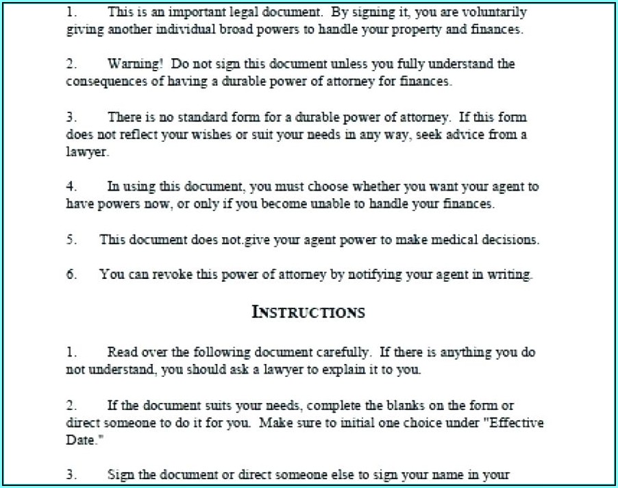 Blank Durable Power Of Attorney Form Ohio