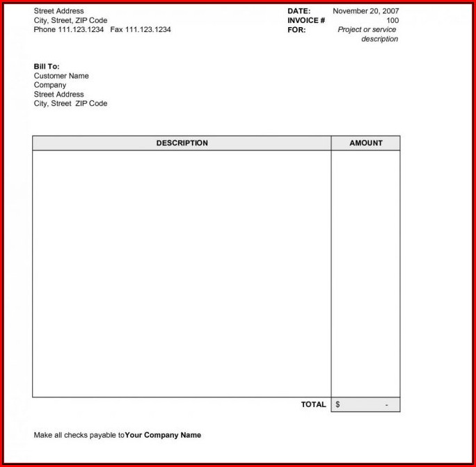 Blank Invoice Template Excel