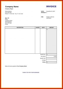 Blank Invoice Template Pdf
