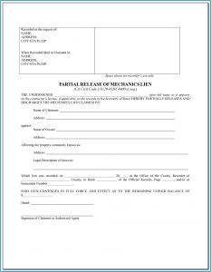 Blank Mechanics Lien Form California