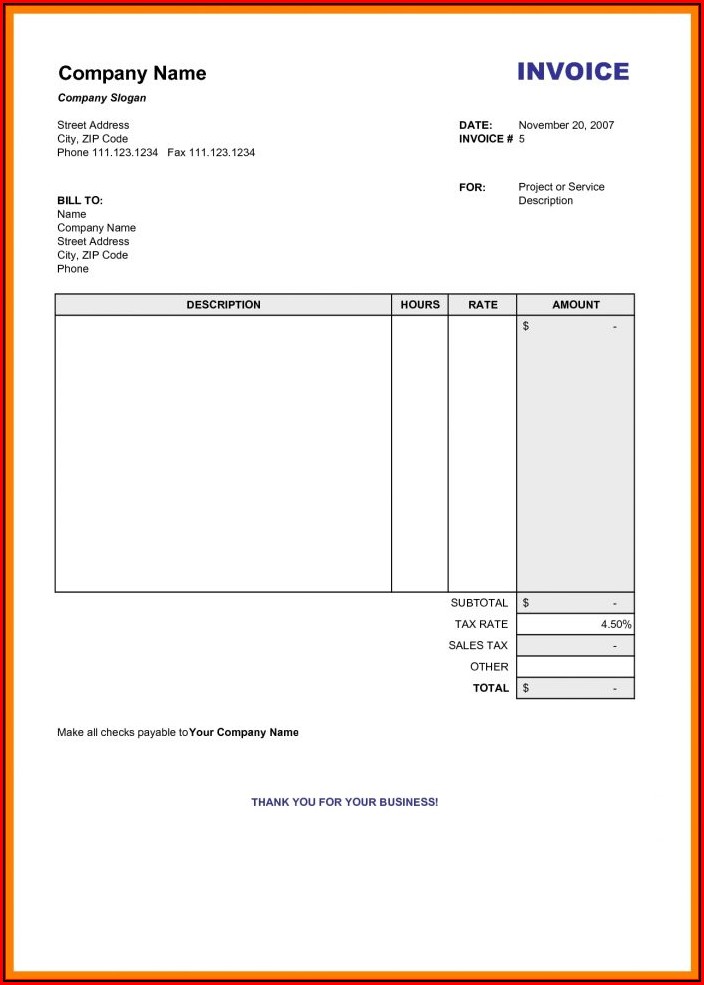 Blank Receipt Template Word