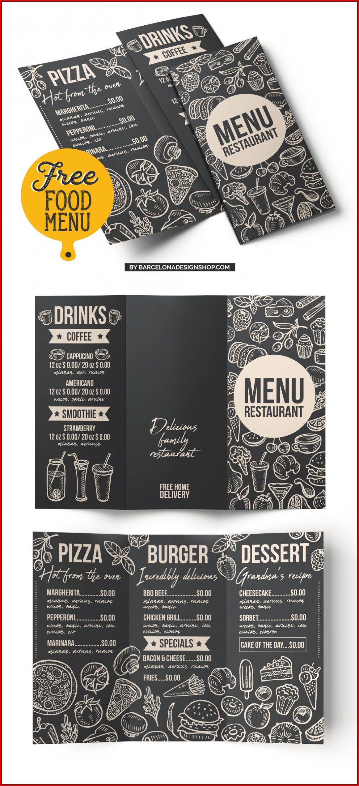 Blank Restaurant Menu Template Free Download