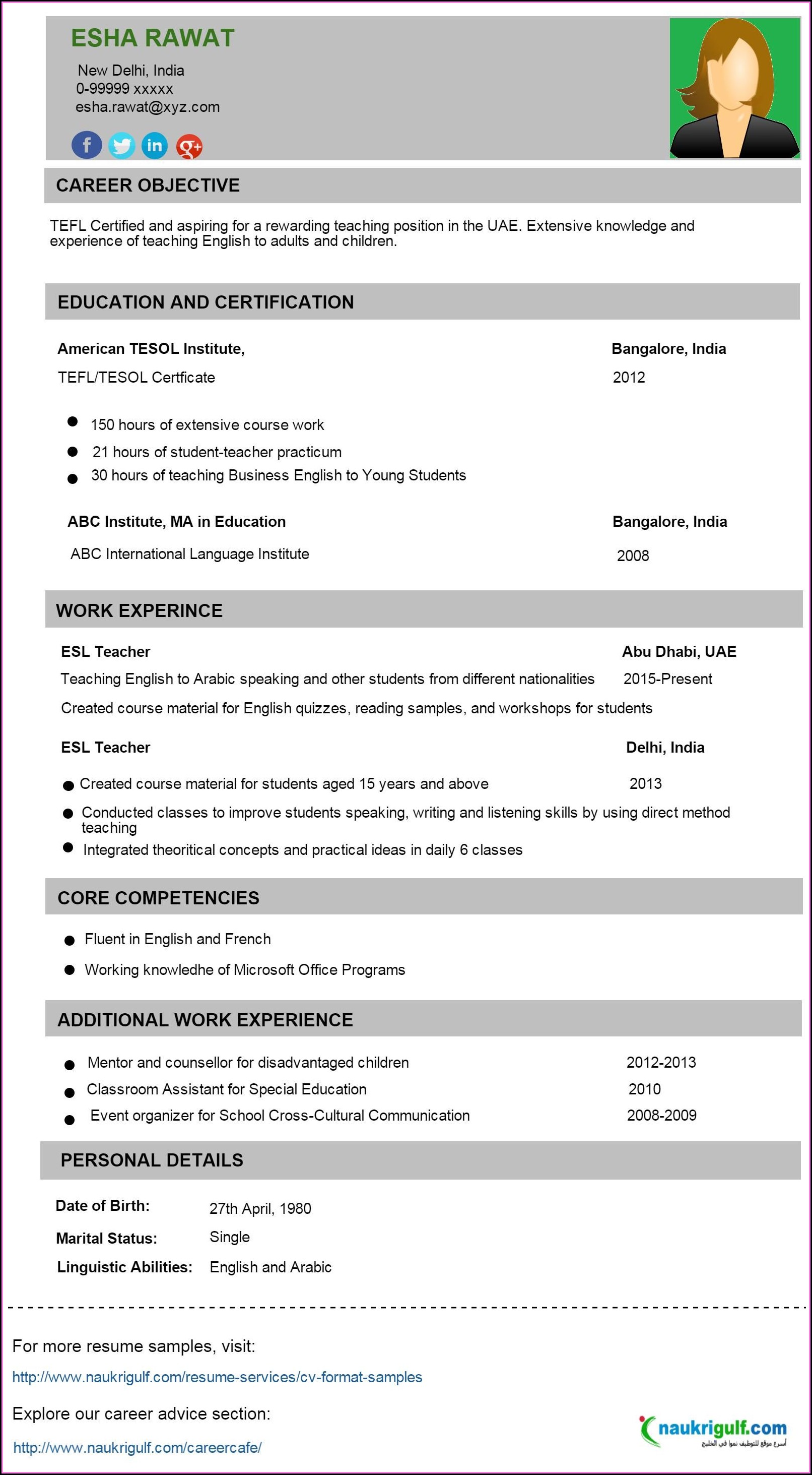 Blank Resume Format For Job